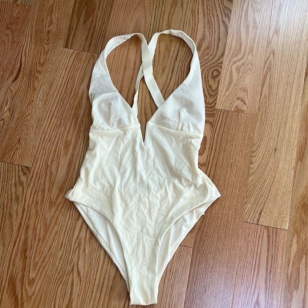 New! Zara medium ivory cross back strap swimsuit.